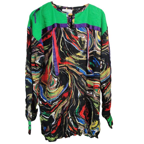 Ribbon Shirt Silky Multicolor