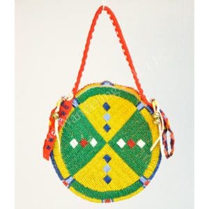 Beaded Rosette Bag Mustard & Green - 25% Off!