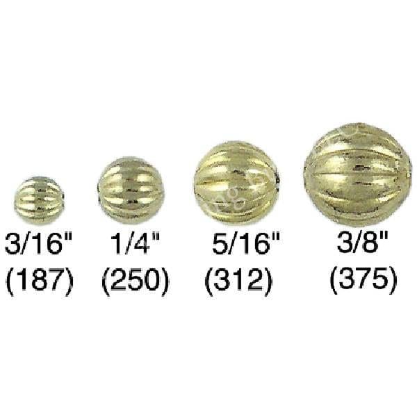 Fluted Hollow Brass-Plated Metal Beads
