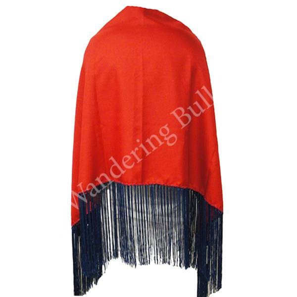 Native American Dance Shawl - Red with Royal Fringe