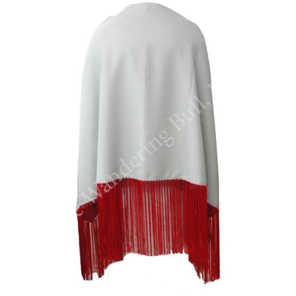 Dance Shawl Gray with Red Fringe