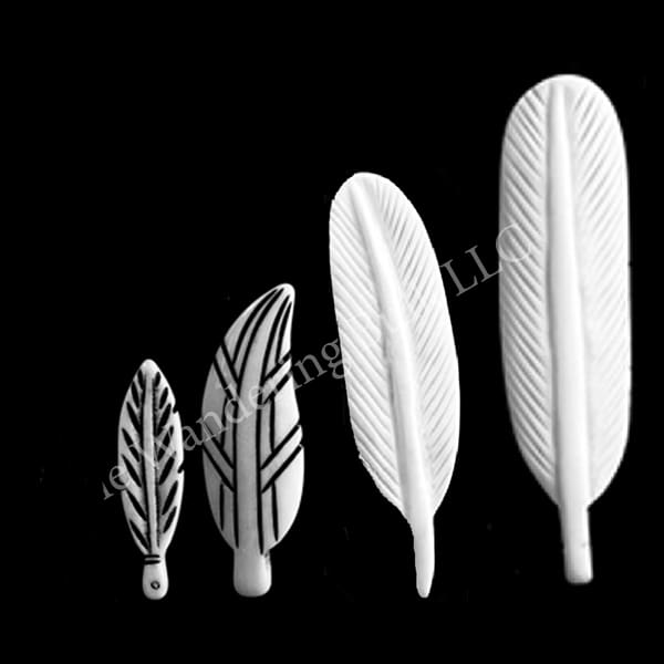 Carved Bone Feather Pendants