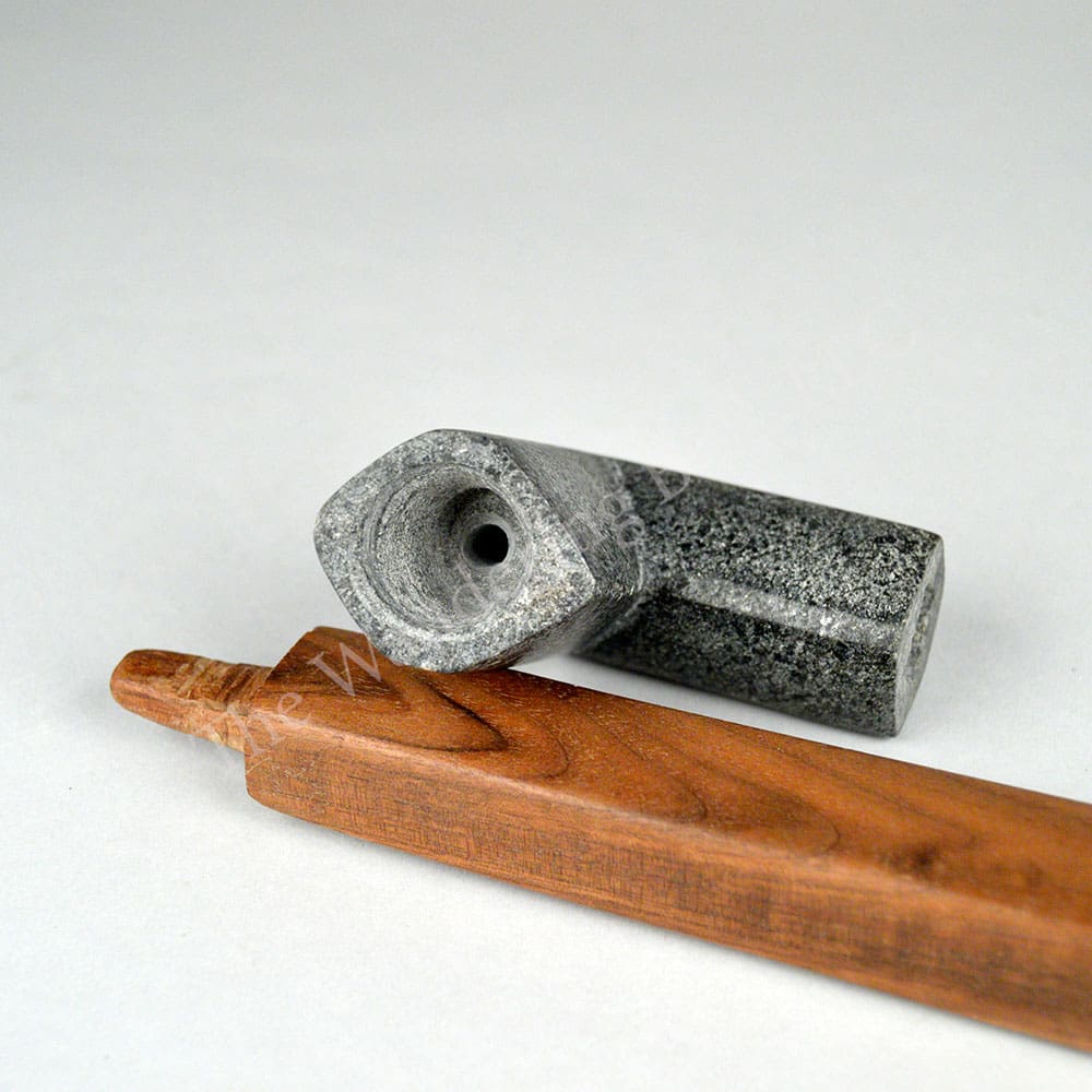 Soapstone Pipe with Hardwood Stem
