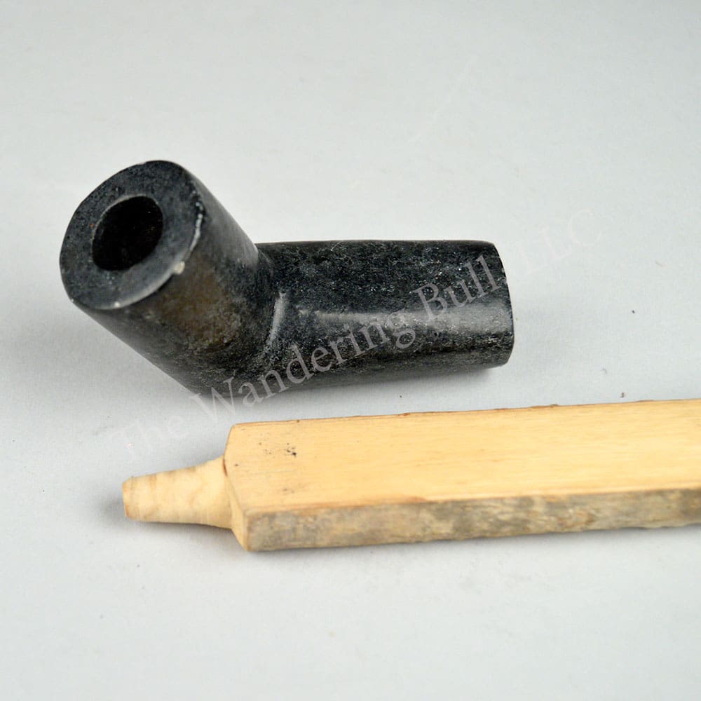 Soapstone Pipe with Natural Wood Stem