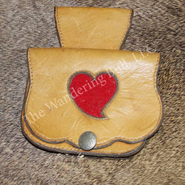 Leather Belt Pouch - Heart Inset