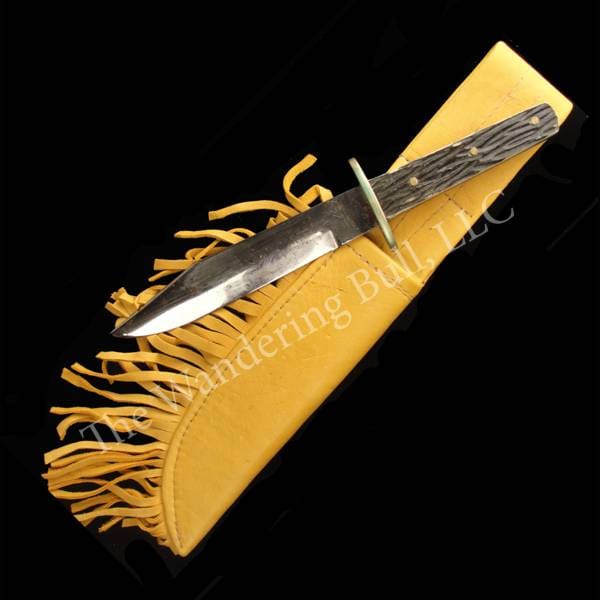 Knife with Gold Deerskin Belt Sheath