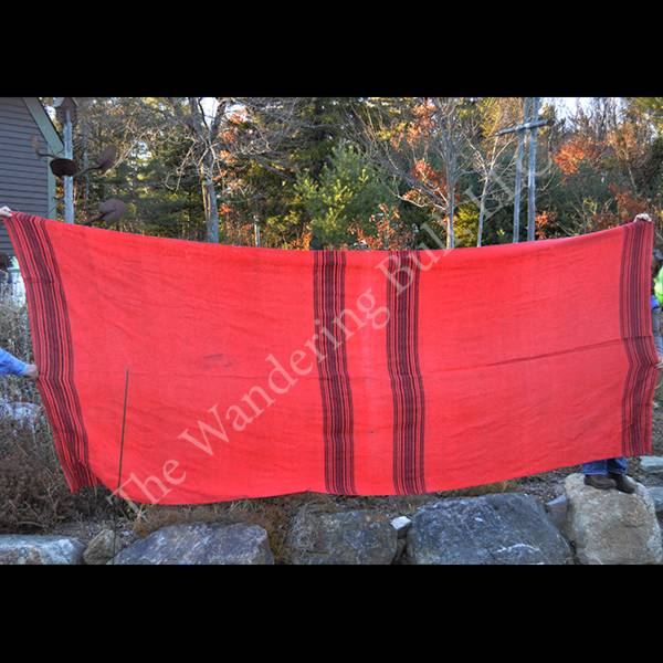 Red Wool Blanket – Double Sized with Black Stripes