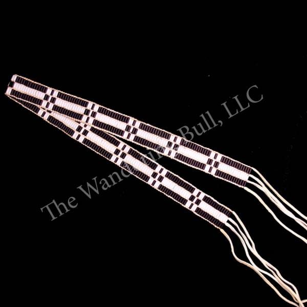Wampum Belt - 3 Row Clear Purple/White Glass - 34 inch