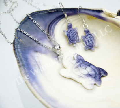 Wampum Turtle Necklace and Earring Set