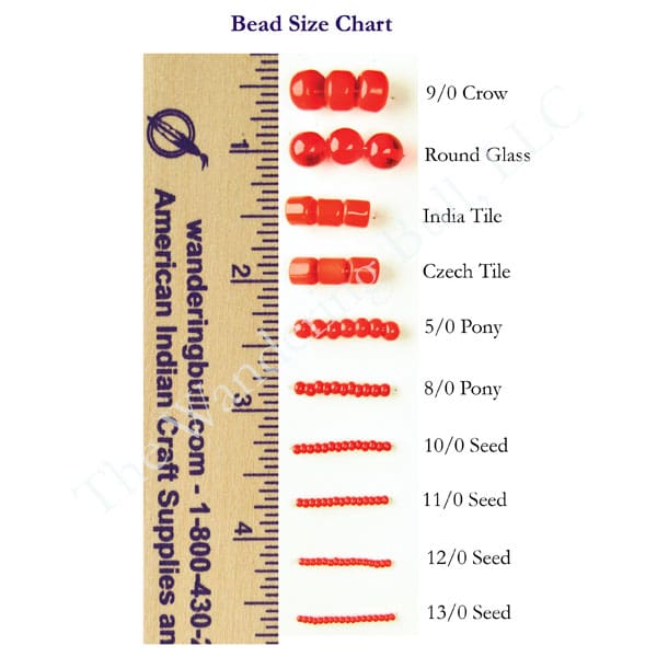 Czech Glass Crow Beads size chart