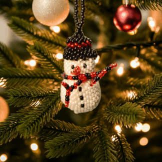 Snowman beaded ornament