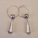 Pair of Ball and Cone Silver Earrings