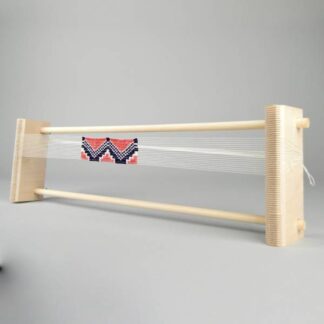 Ojibwa Bead Loom with partial beadwork on it