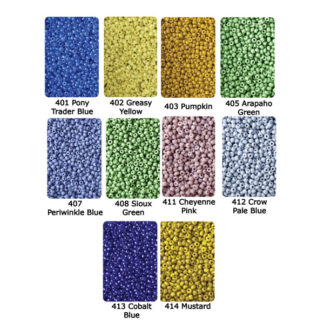 Reproduction Pony Beads Chart. Various Colors Displayed with Name.