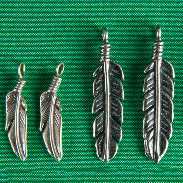 Sterling Silver Feather Pendants - Pair