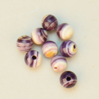 Round white and purple real wampum beads