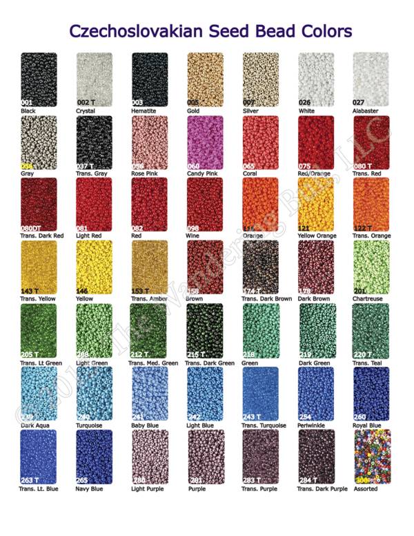 Czechoslovakian Seed Bead Ordering Color Chart
