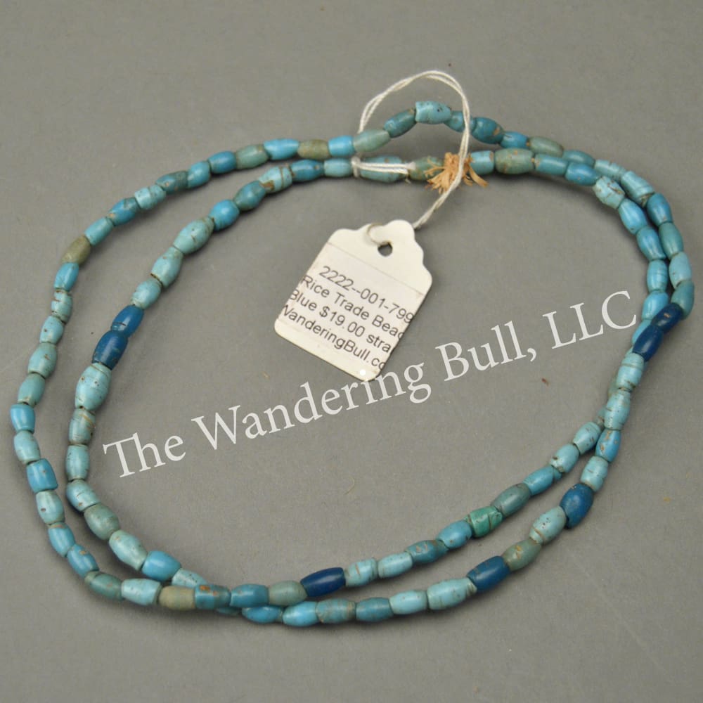 Rice Trade Beads - Blue - By the strand