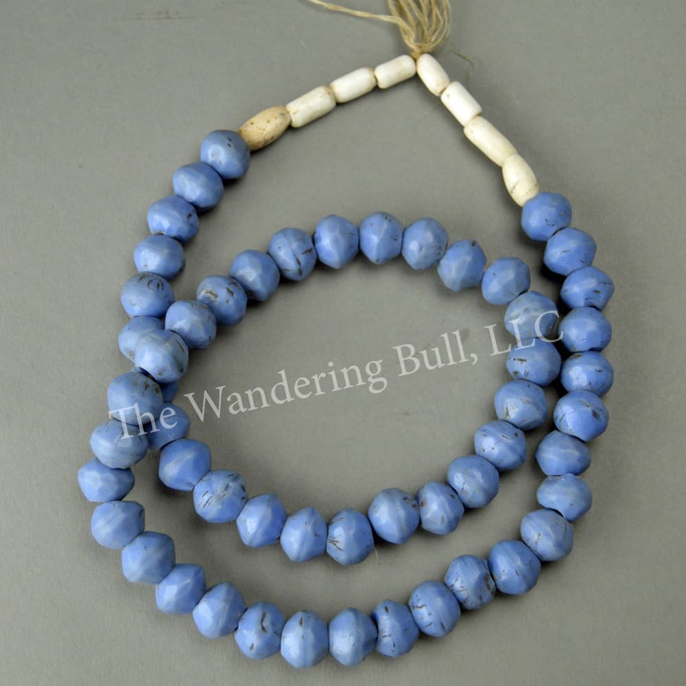 Blue Russian Trade Beads - Blue Vaseline 24 Strand