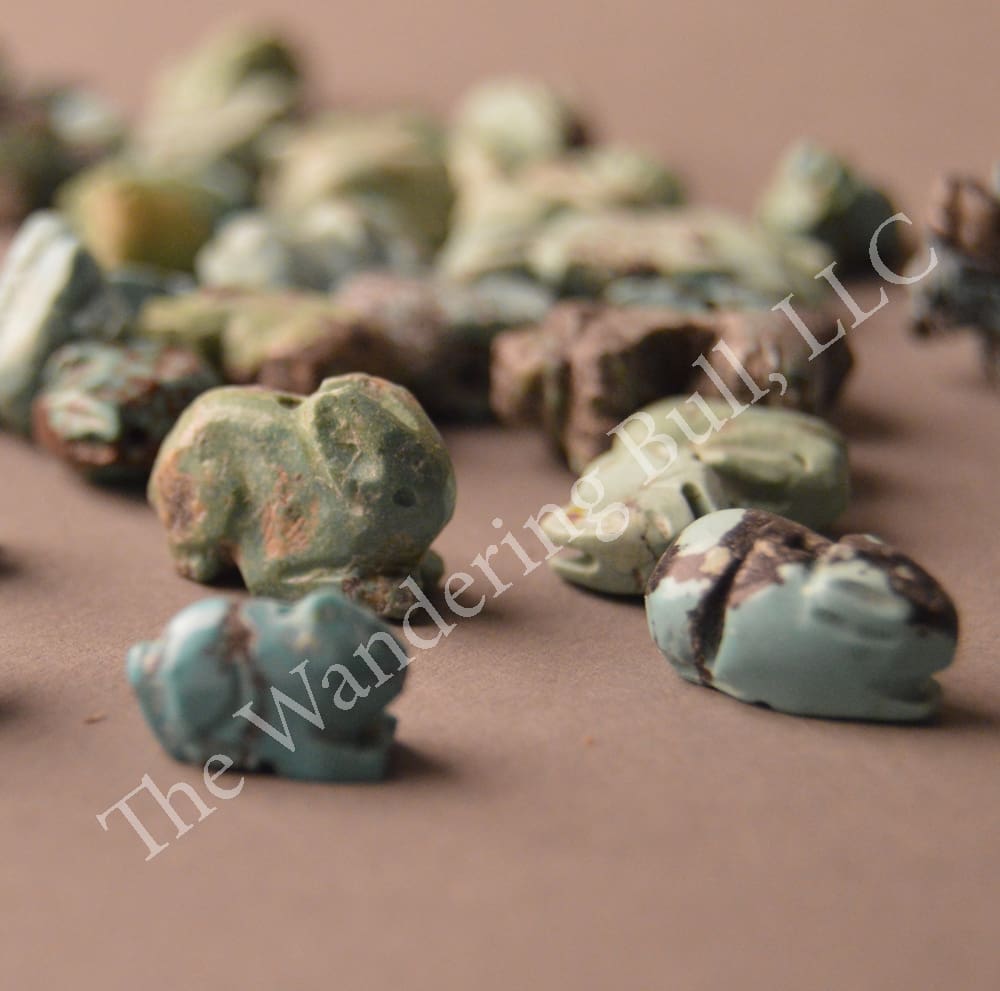 Turquoise Rabbit Fetish Beads - Pair