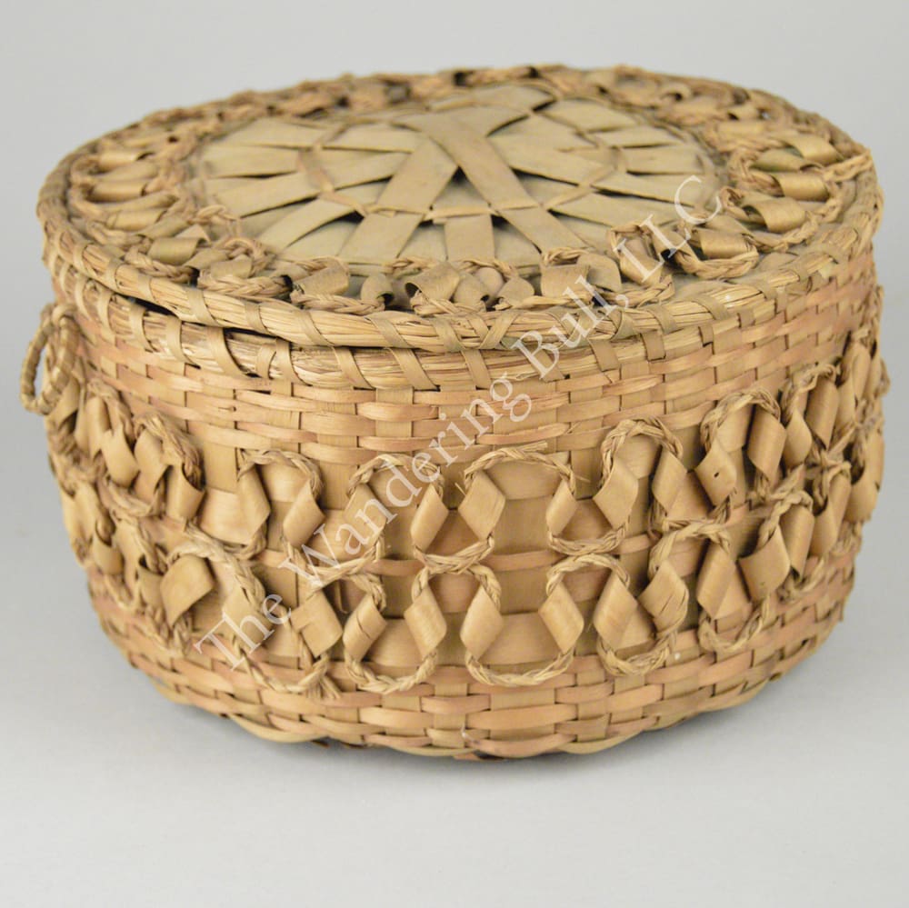 Ash Splint Basket with Sweetgrass Decoration