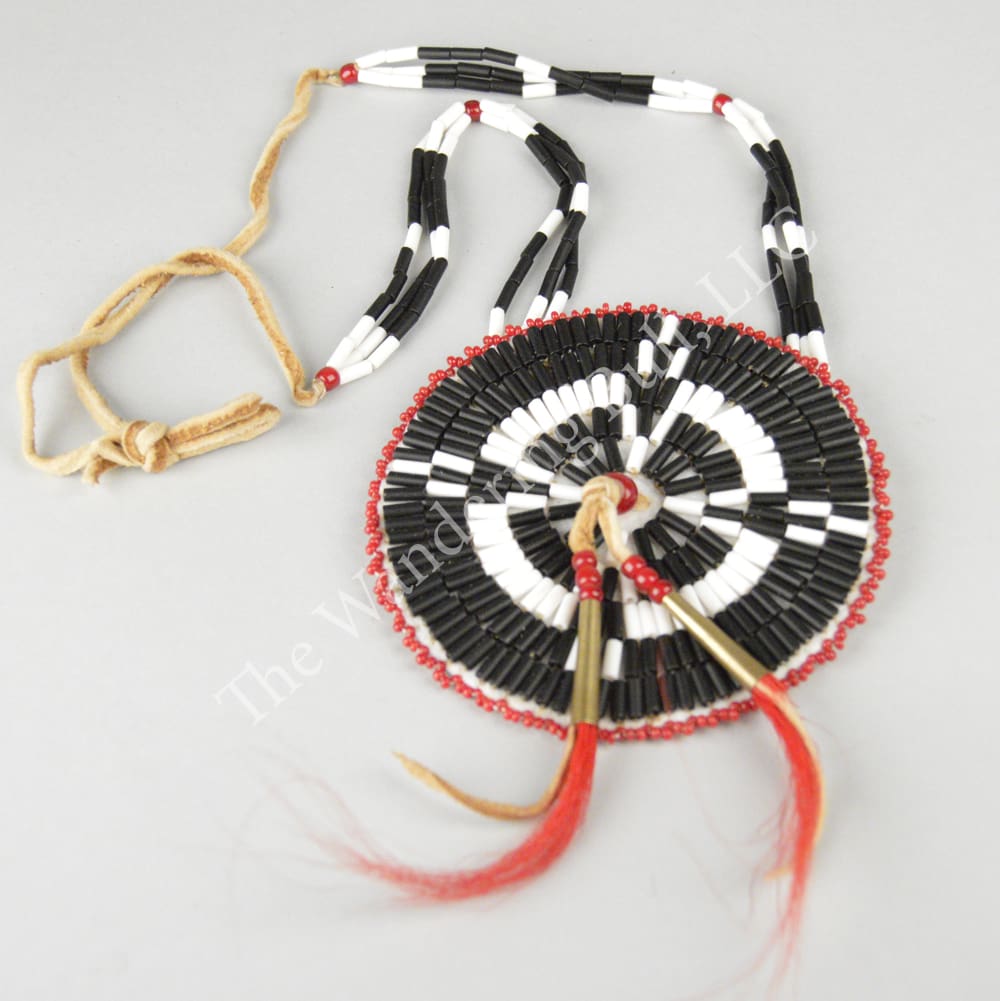 Necklace - Black/White Wampum Medallion