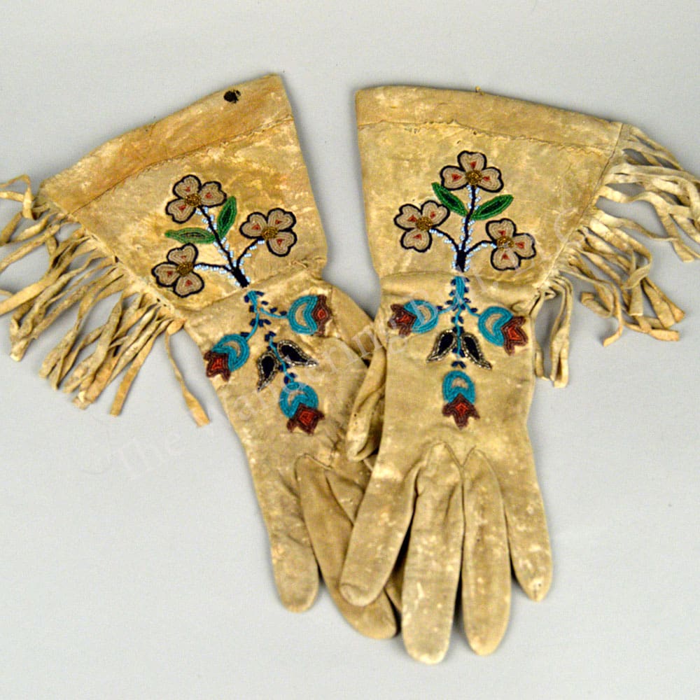 beaded leather gloves