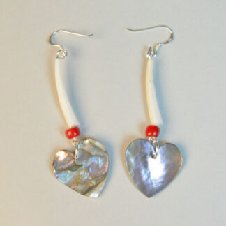 A Pair of Abalone Heart Dentillium Earrings