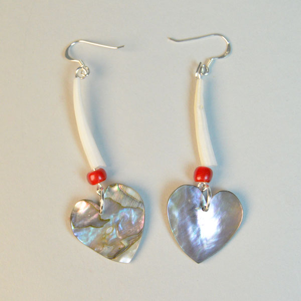 Abalone Heart Dentillium Earrings