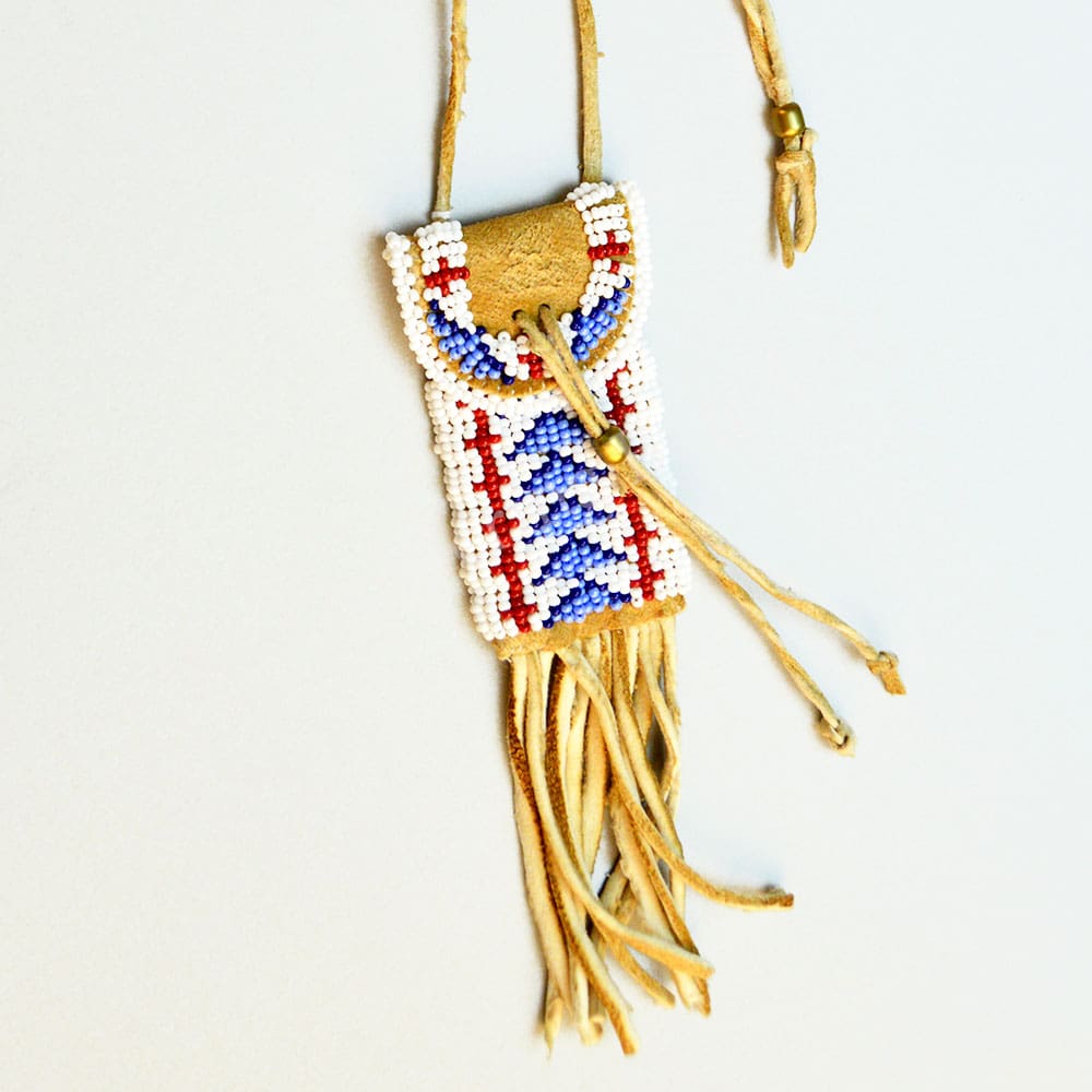 Neck Bag Beaded Braintanned Leather