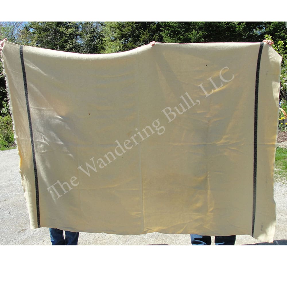 Wool Blanket – Off White Indigo Stripe