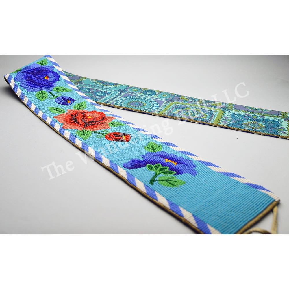 Belt – Applique Beaded Turquoise Roses