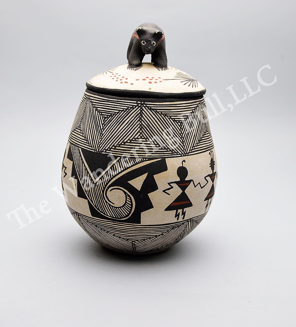 Pottery Acoma Pot with Bear Lid