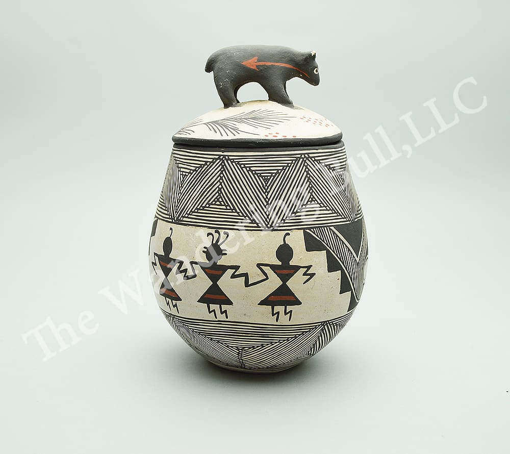 Pottery Acoma Pot with Bear Lid