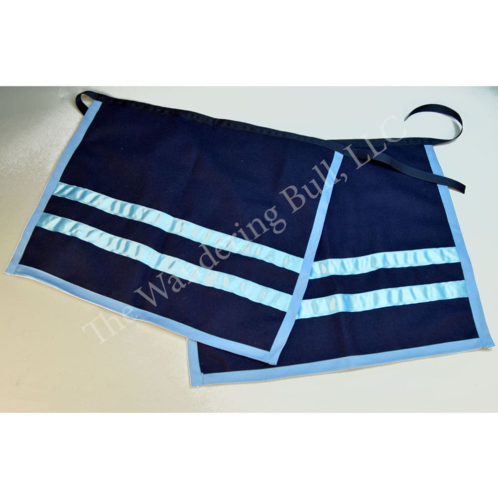 Aprons – Navy Wool Light Blue Ribbon