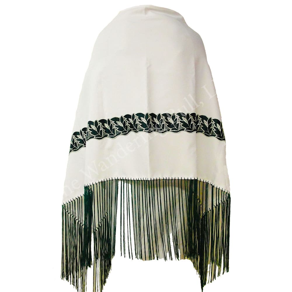 Ready Made Mini Dance Shawl White with Green