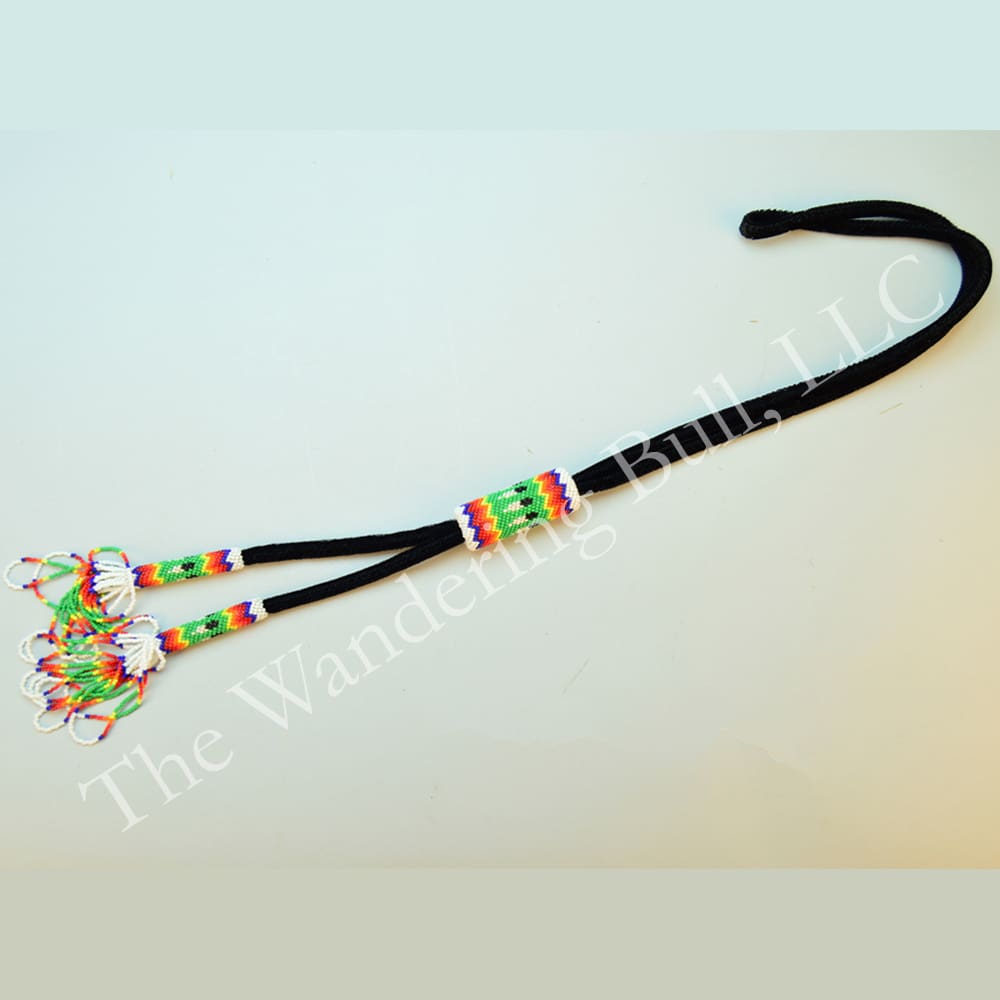 Bolo Tie Beaded Tube With Feathers