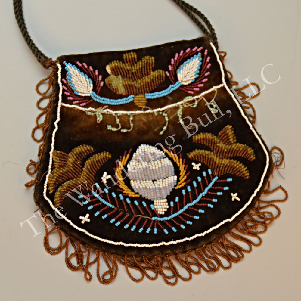 Iroquois Beaded Bag Brown Velvet