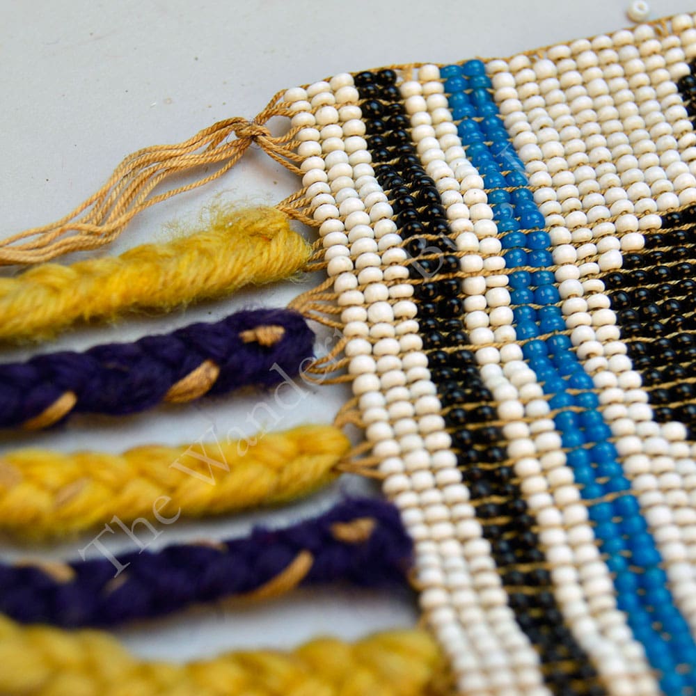 Sash Antique Beaded with Yarn Ties