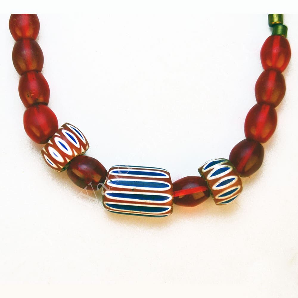 Necklace Large Chevrons & Red Glass Beads