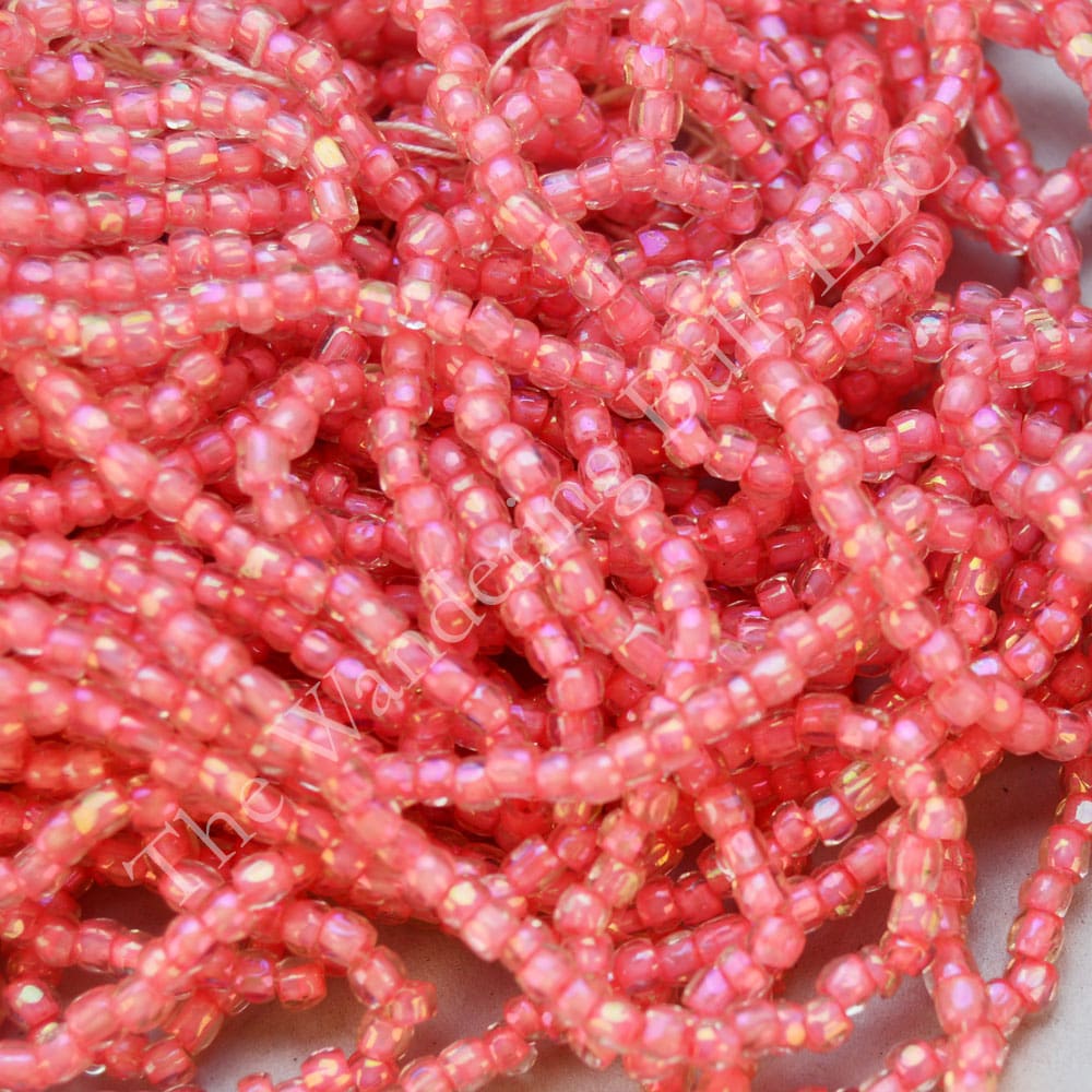 Bead Lot – Pink Lined Clear Cuts