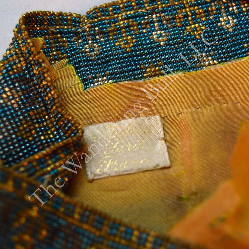 Bag Beaded Antique European Turquoise & Gold