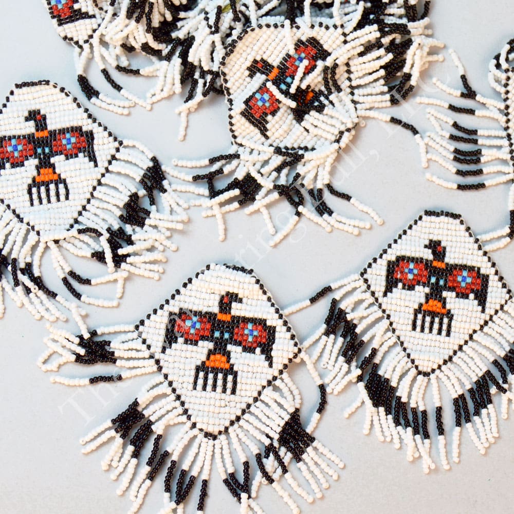 Lot Imported Beaded Moccasin Toe Patches detail