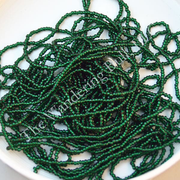 11/0 Silver Lined Trans Green Seed Beads all