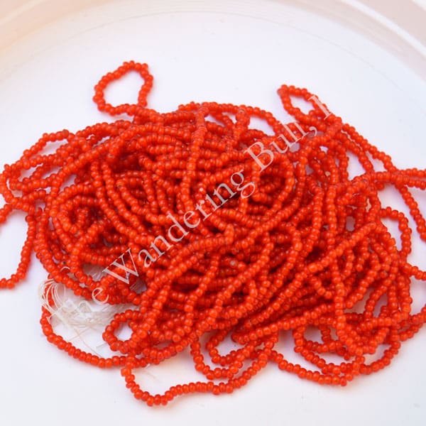 12/0 White Center Light Red Seed Beads