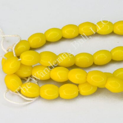 Beads Vintage Oval Yellow Glass