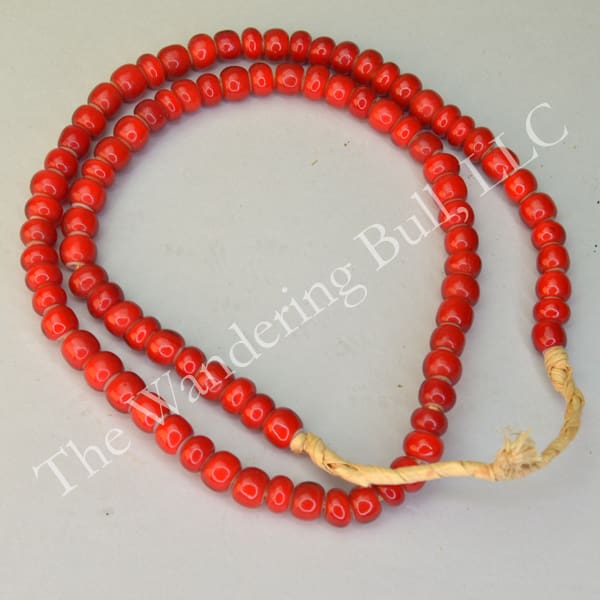 200 TRADE BEADS ANTIQUE BRICK RED STRIPED PONY BEADS RT 1839 BIN D