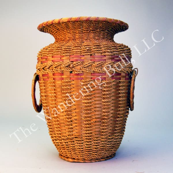 BASKET SWEETGRASS AND ASH VASE WITH HANDLE C a