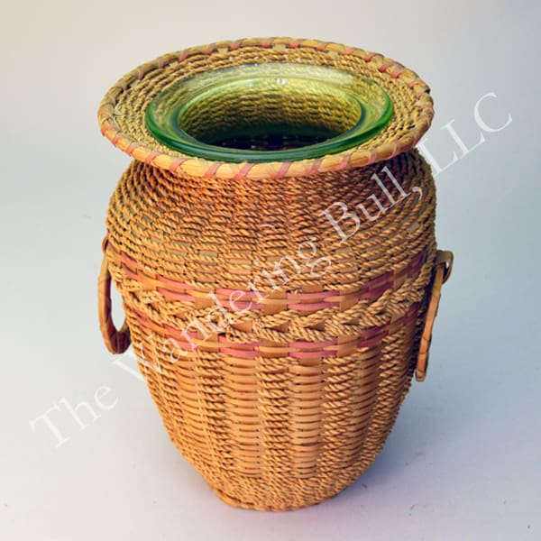 Basket Sweetgrass and Ash Vase with Handle