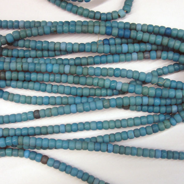 Padre Trade Beads Blues multiple strands showing color variations